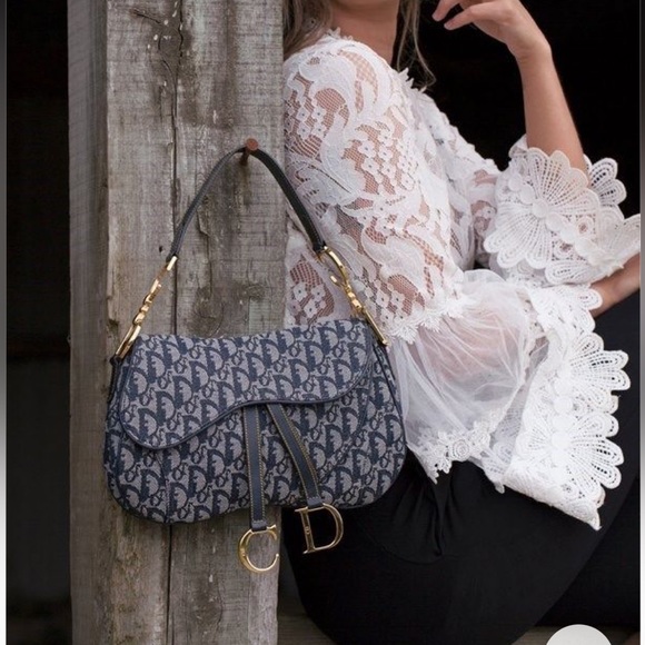 Dior Handbags - Christian Dior Black Trotter Canvas Double Saddle Bag